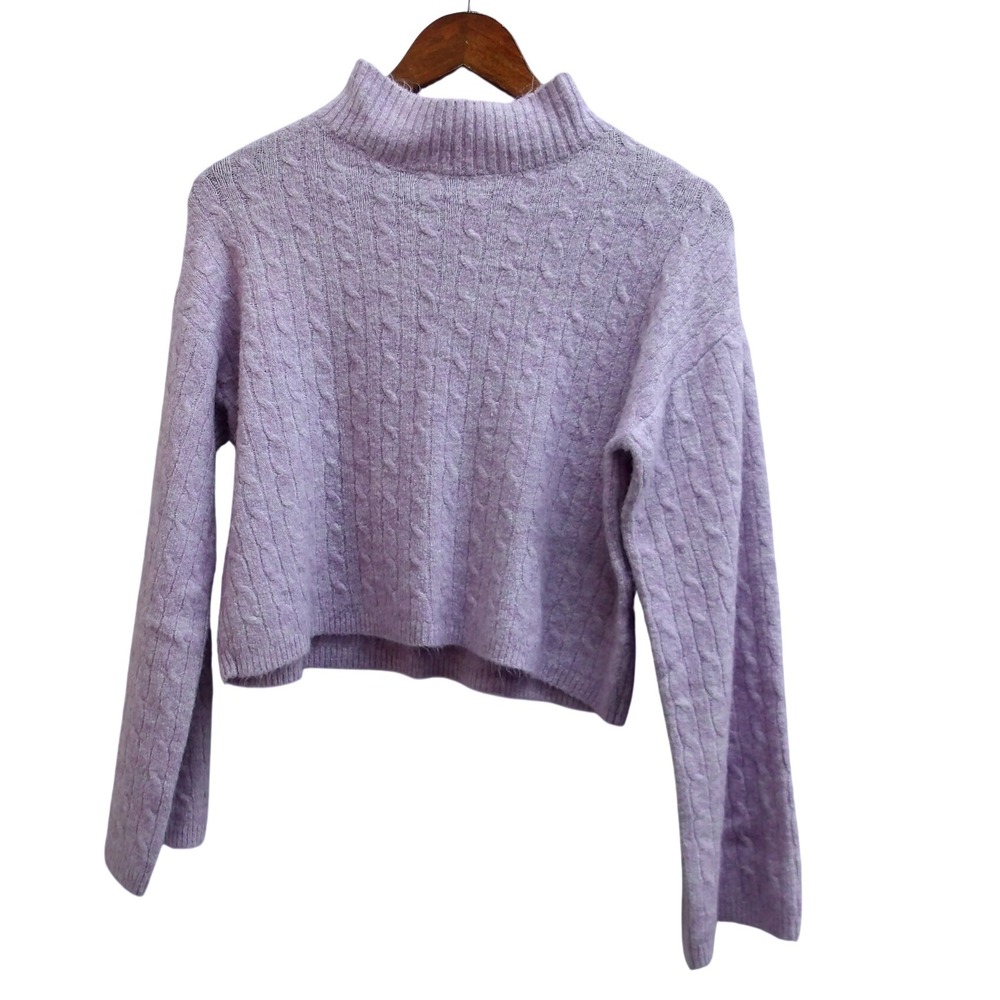 Jessica Simpson Lavender Cable Knit Mock Neck Cropped Sweater Women's M / #1287